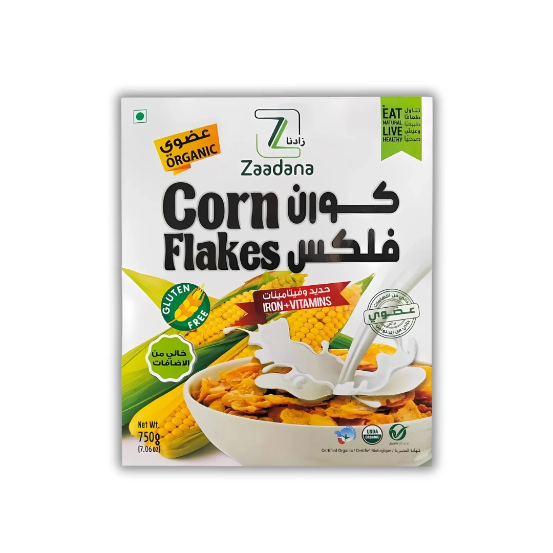 كورن فلكس خالي من الغلوتين 750 جم عضوي من زادنا